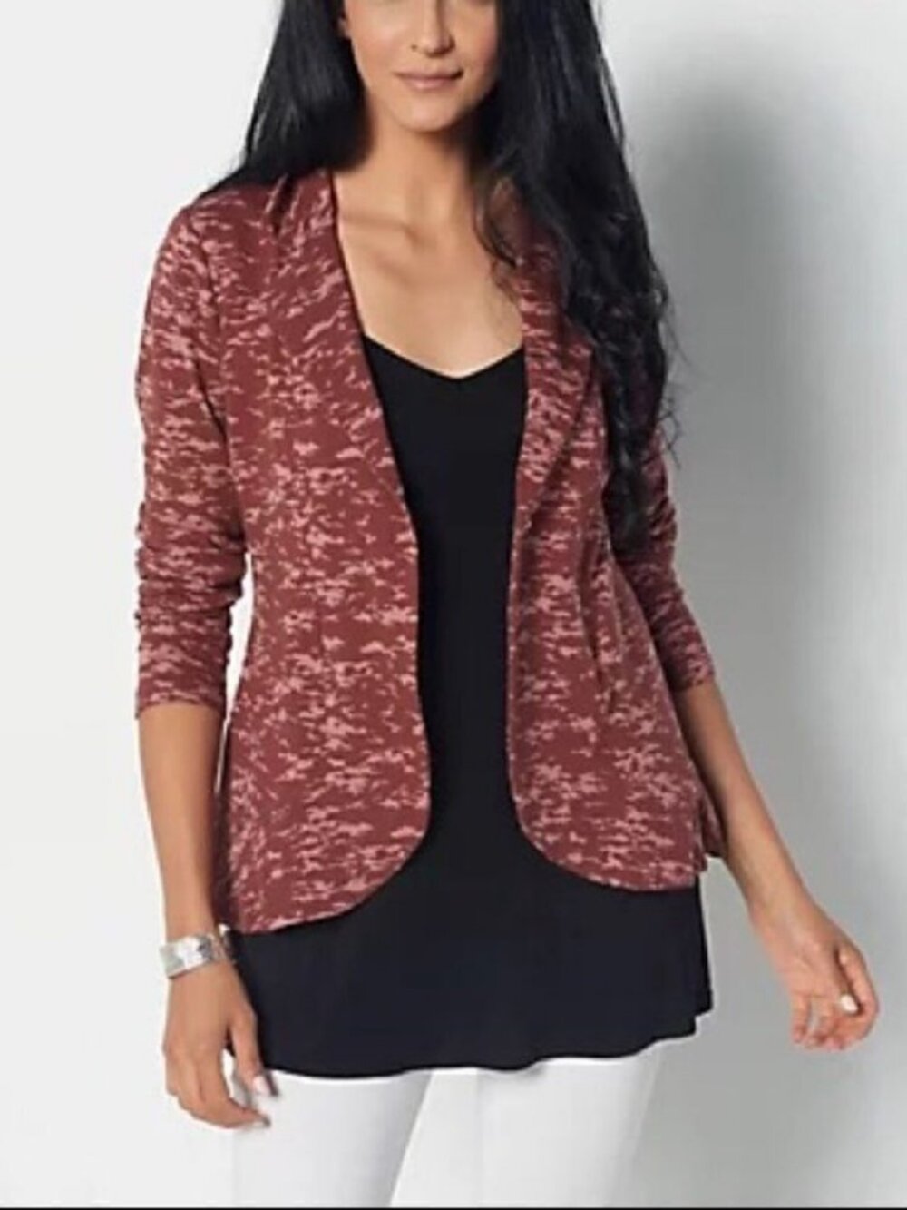 LOGO by Lori Goldstein Mini Camo French Terry Blazer